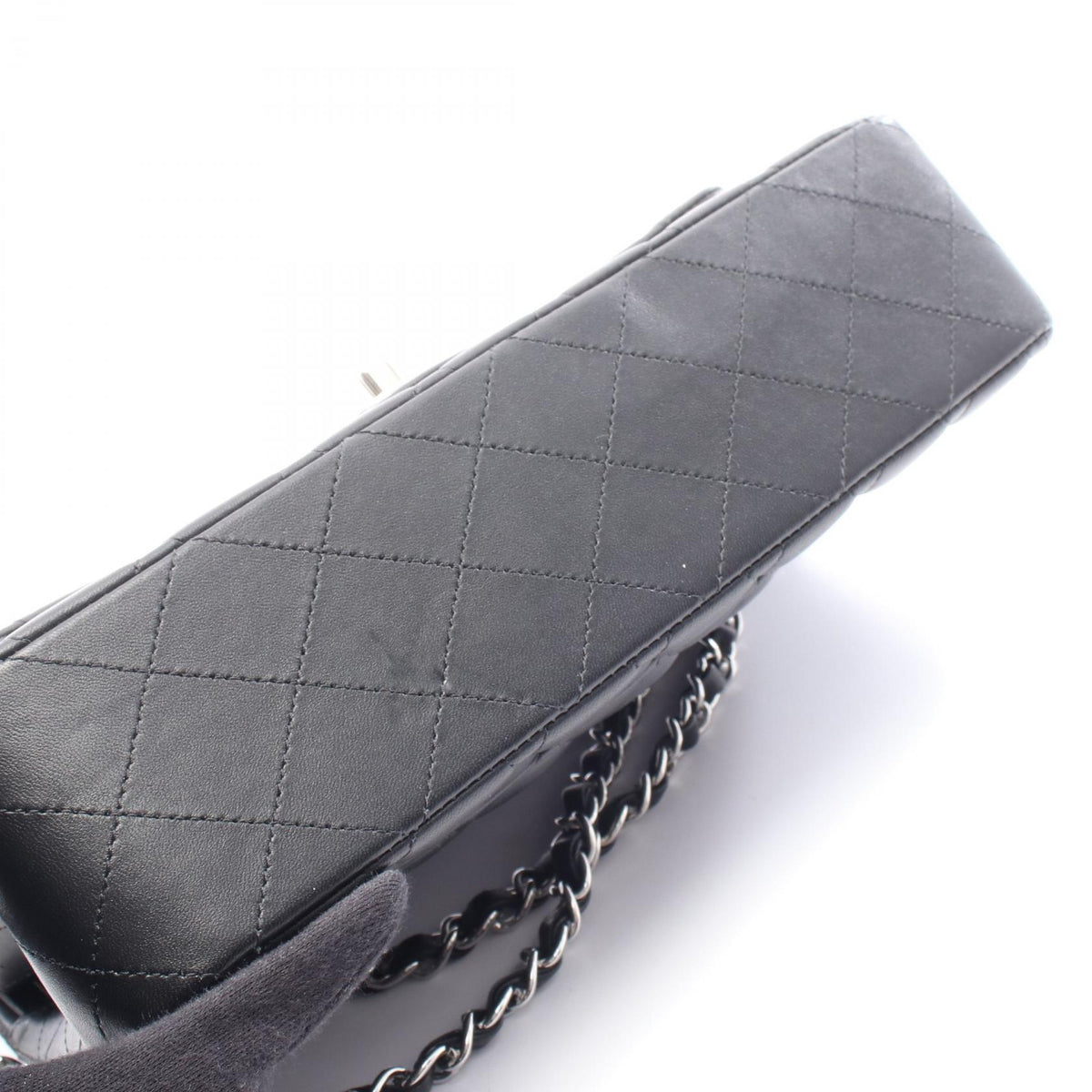 CHANEL Matelassé Double Black Lambskin Shoulder Bag