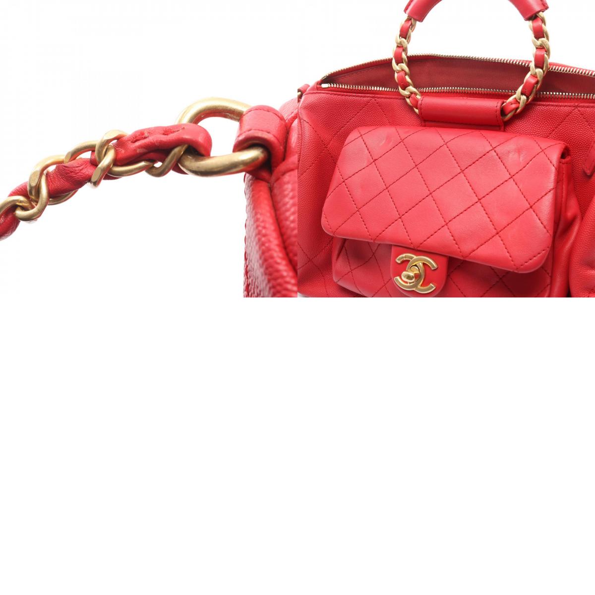 CHANEL Matelasse Caviar Skin Bag Red