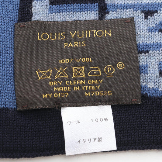 LOUIS VUITTON Echarpe LV Tag Wool Scarf Navy Blue