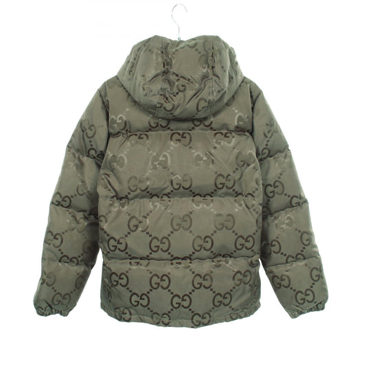 GUCCI Jumbo GG Hooded Nylon Down Jacket Khaki Size 44