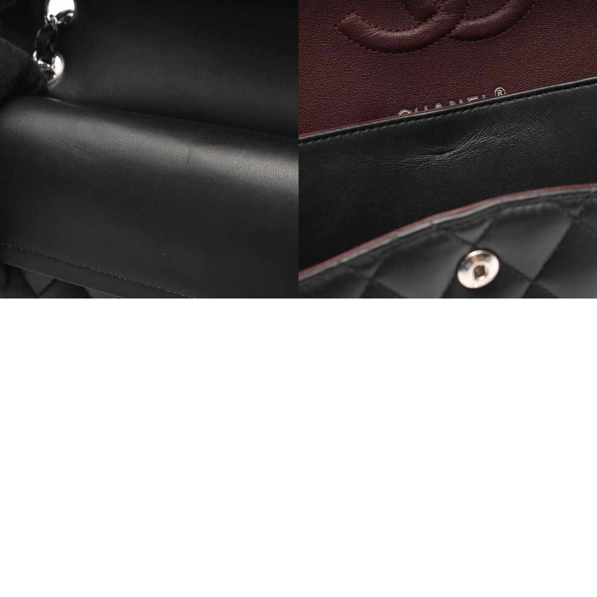 CHANEL Matelasse W Flap Lambskin Bag Black