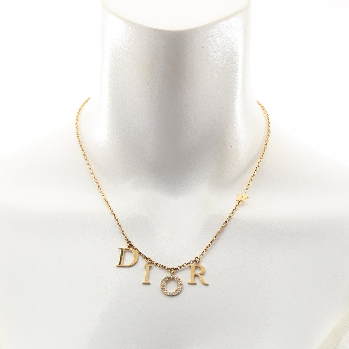 Dior DIOR Logo Gold Rhinestone Necklace