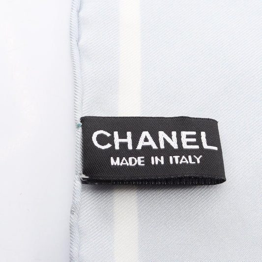 CHANEL Silk Coco Mark All Over Scarf Blue