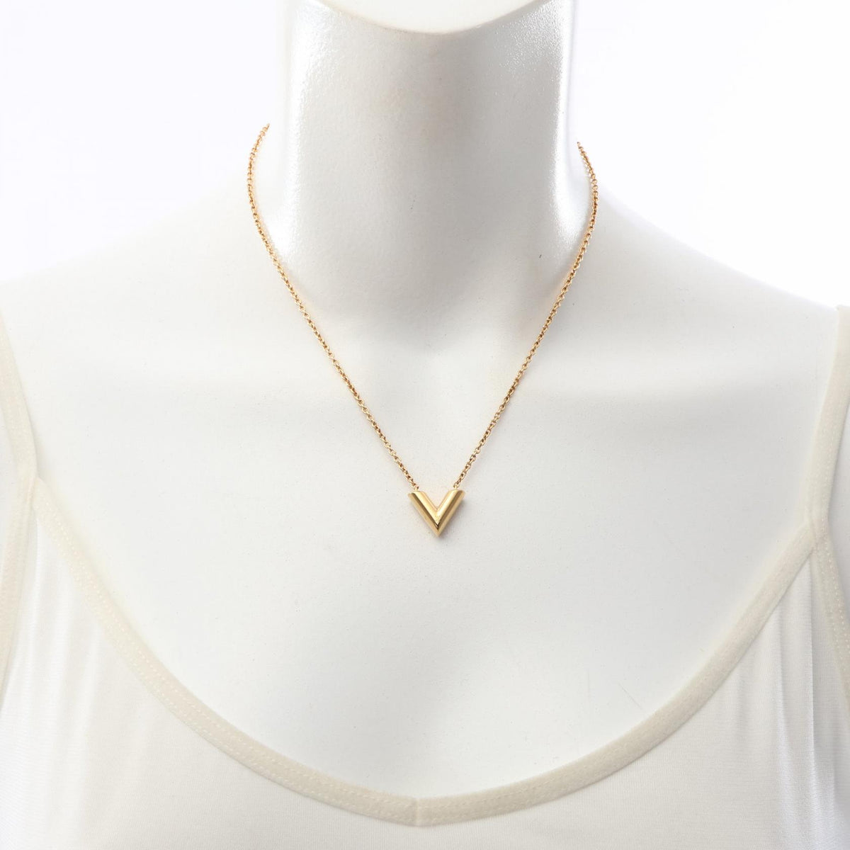LOUIS VUITTON Essential V Gold Plated Necklace