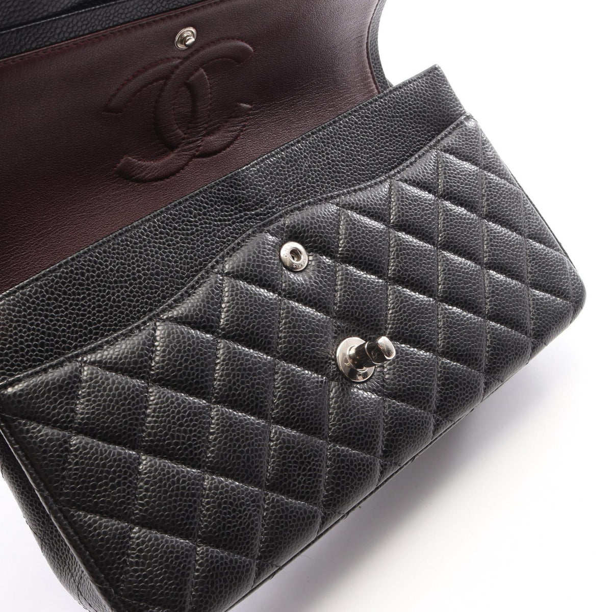 CHANEL Black Caviar Matelasse Shoulder Bag