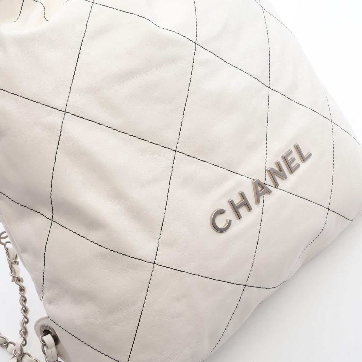 CHANEL 22 Large White Leather Backpack