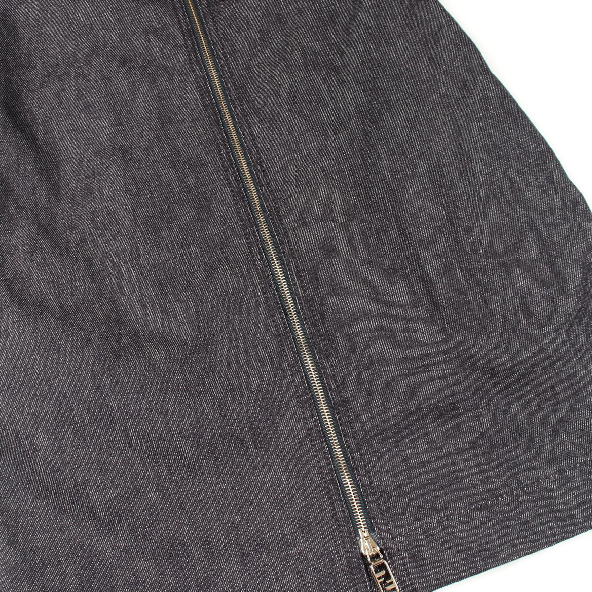 FENDI Zip-Up 3/4 Sleeve Denim Midi Dress Gray Cotton Size 38