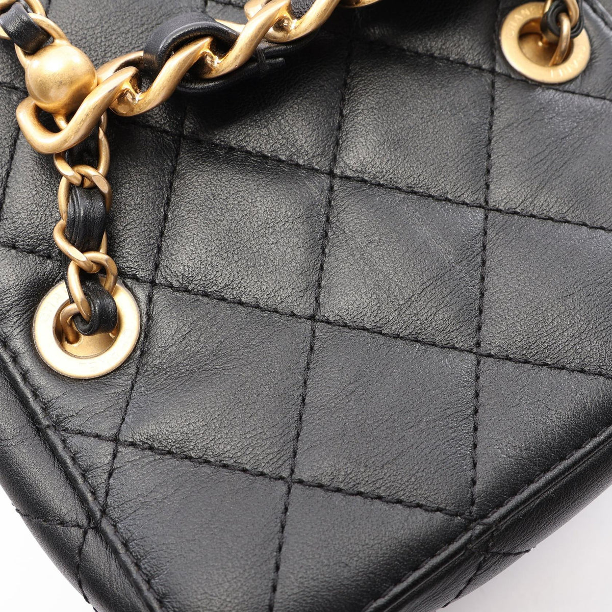CHANEL Matelasse Lambskin 2-Way Bag Black