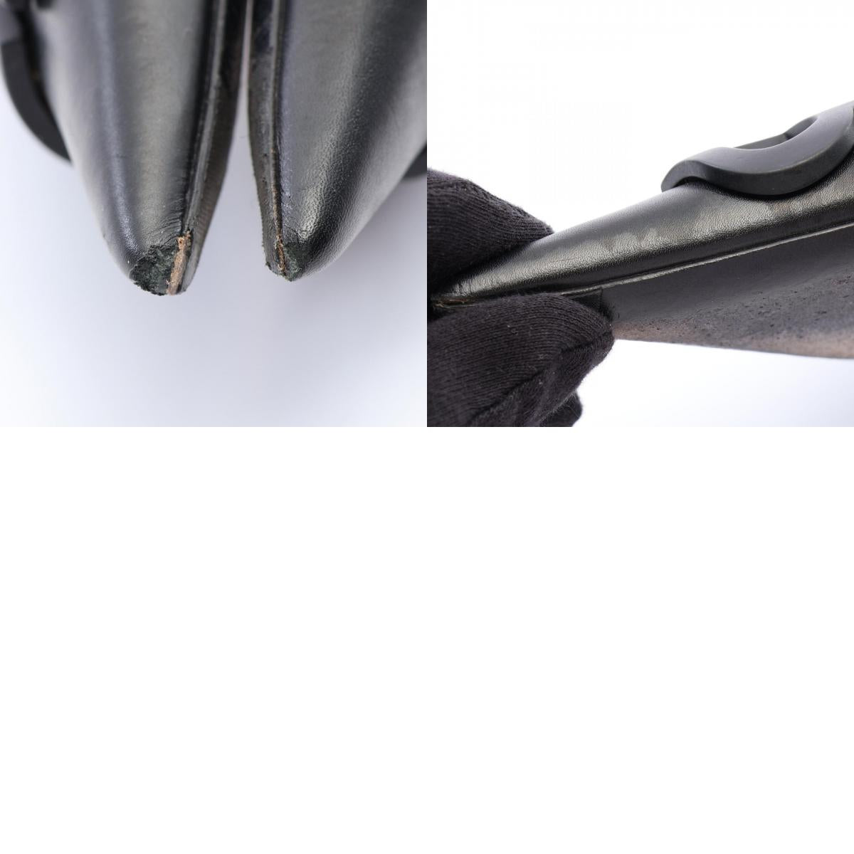 BALENCIAGA BB Logo Pointed Toe Leather Pumps Black Size 36