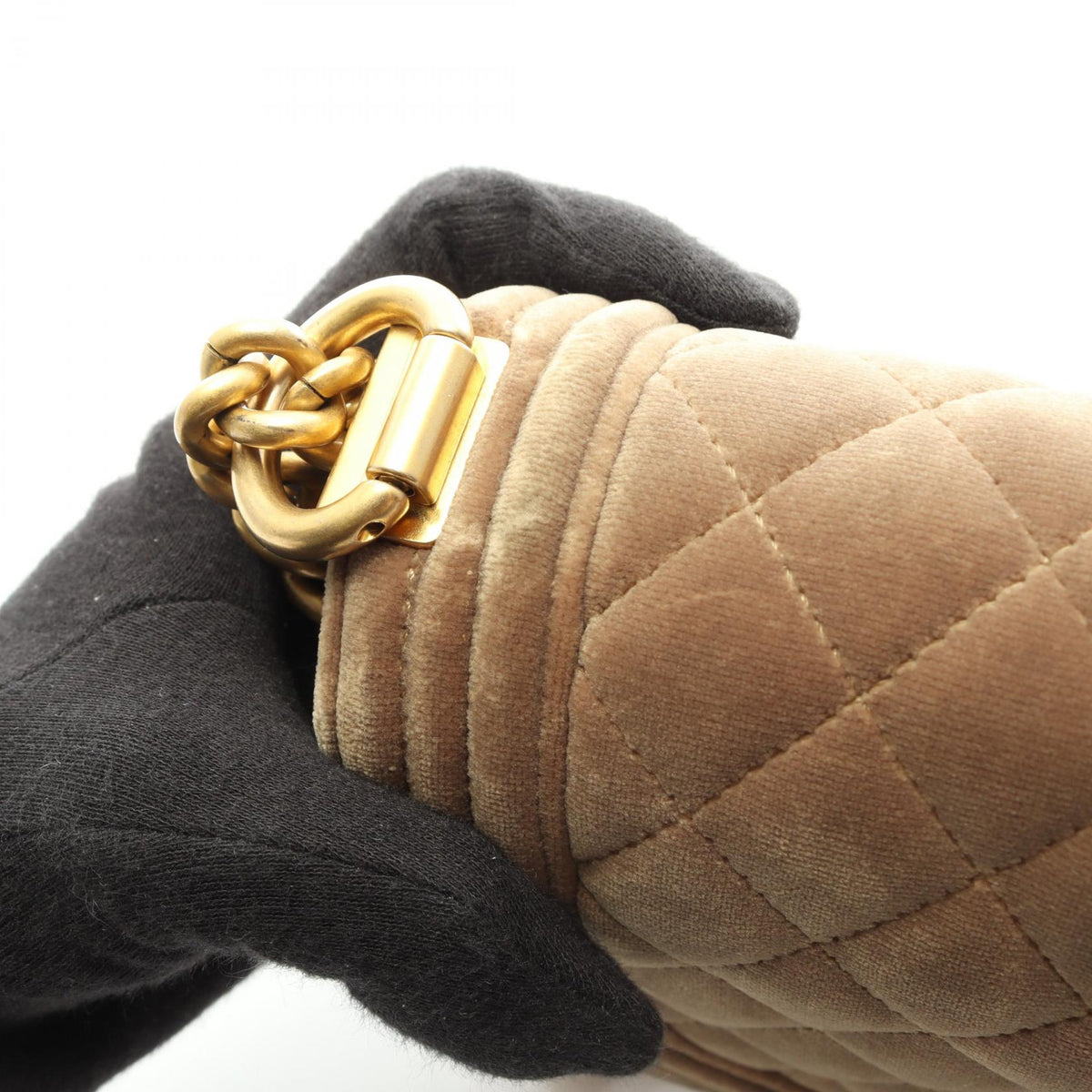 CHANEL Boy Chanel Small Fabric Bag Khaki
