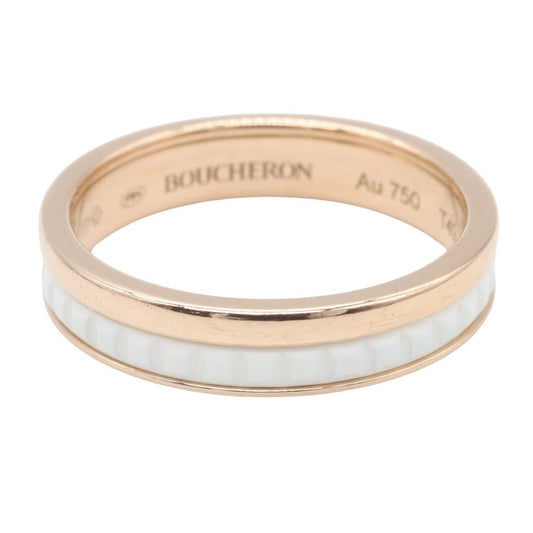 Boucheron Quatre White K18PG Ceramic Ring Gold Size JP 8