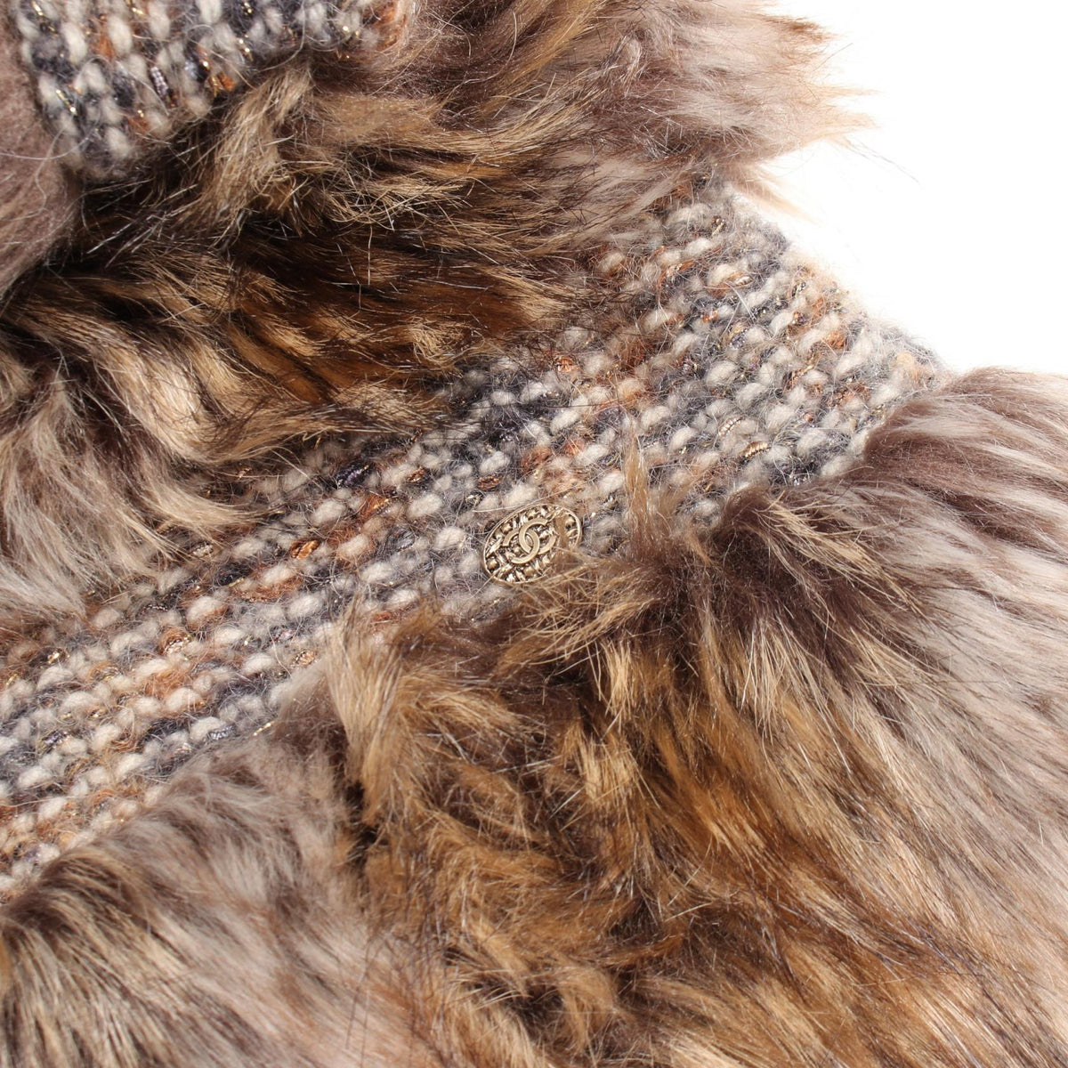 CHANEL Coco Mark Button Cashmere Mohair Jacket Brown Size 38