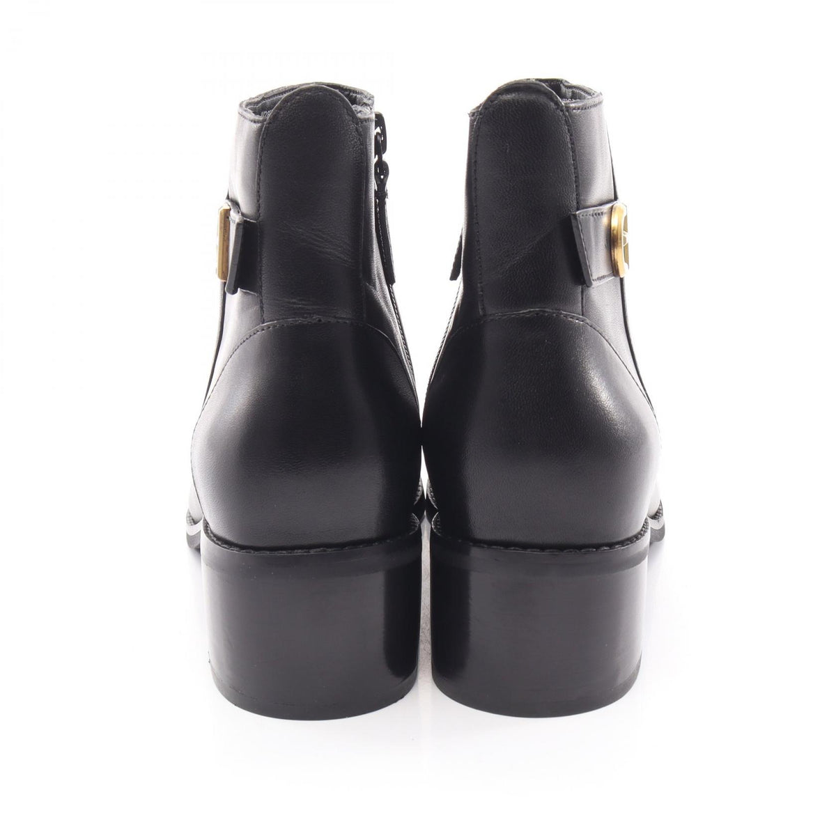 COLE HAAN Hollis Buckle Leather Short Boots Black Size US 8