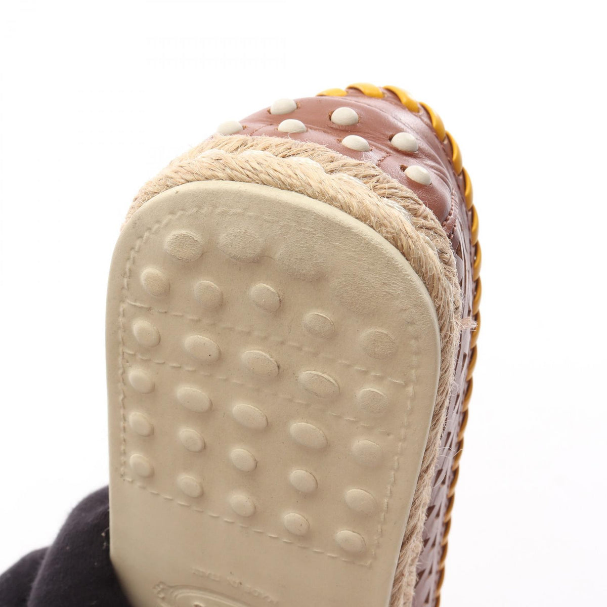 TOD'S Perforated Leather Espadrille Slip-Ons Size 38