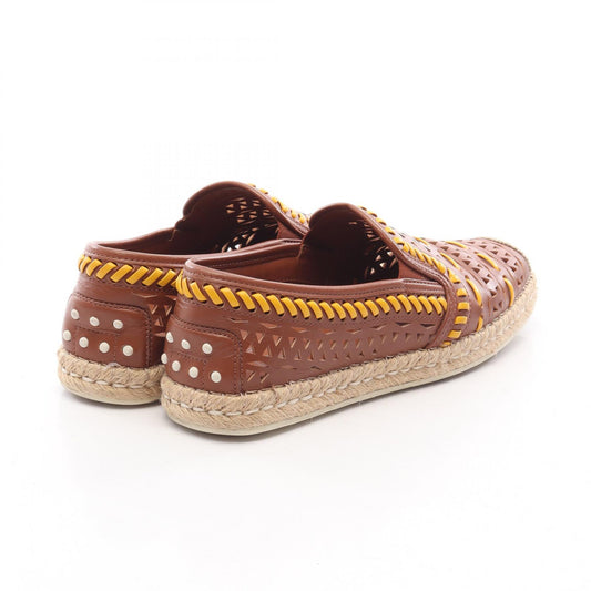 TOD'S Perforated Leather Espadrille Slip-Ons Size 38