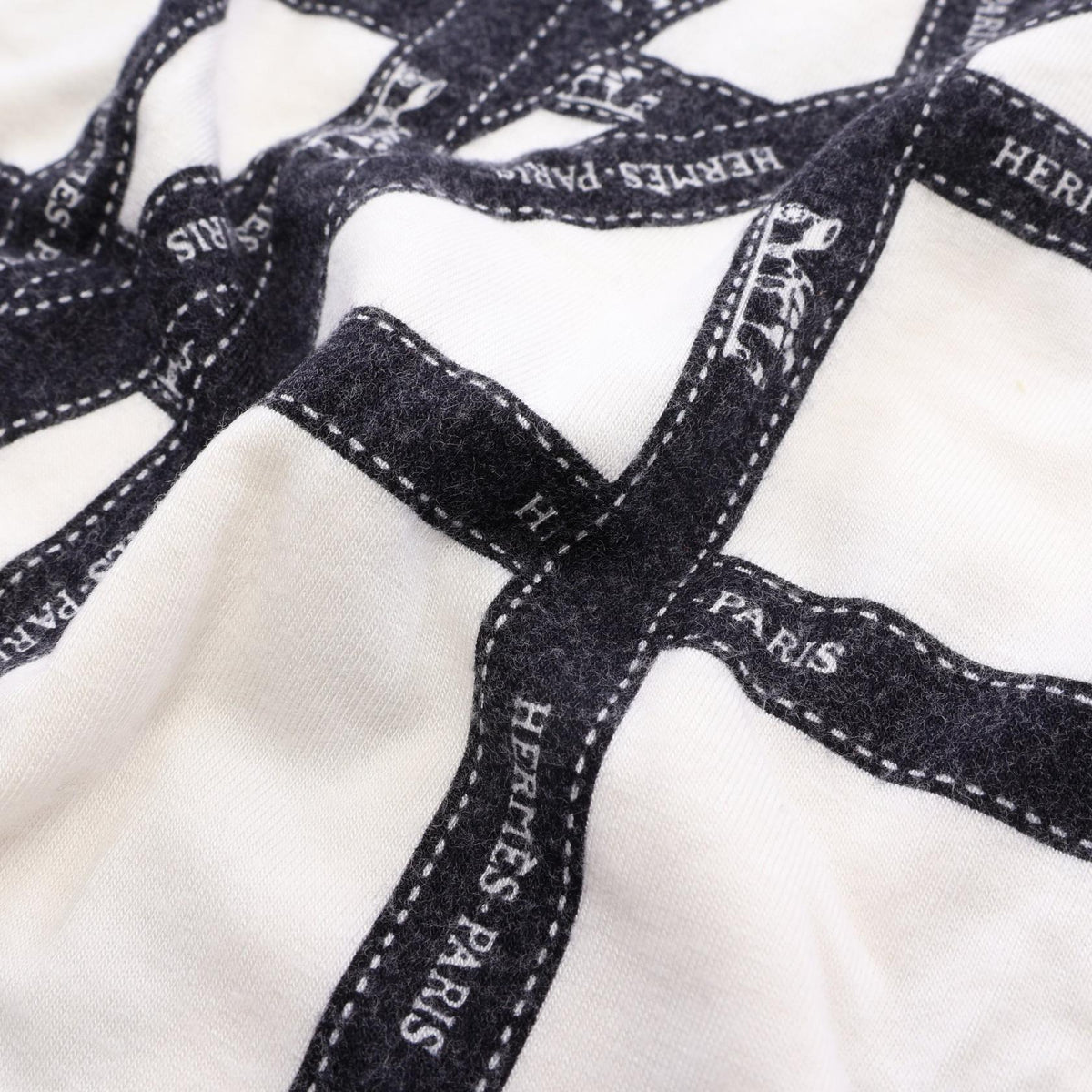 HERMES BOLDUC Rayon T-Shirt White Black Size S