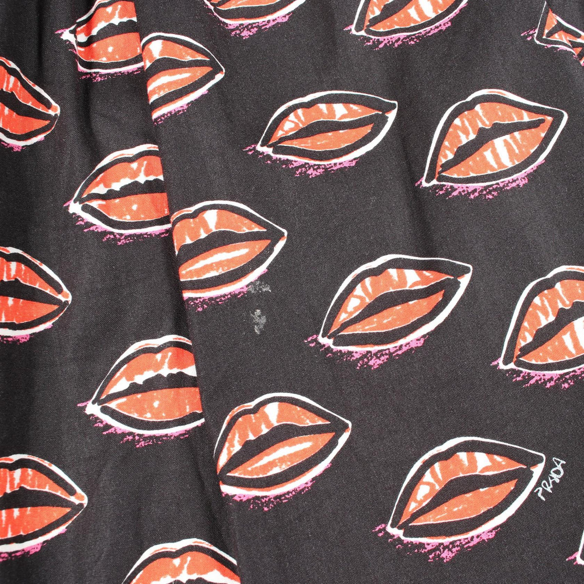 PRADA Lip Print Cotton Skirt Black Size 40