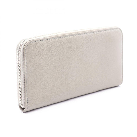 TOD'S Leather Round Zip Wallet Gray