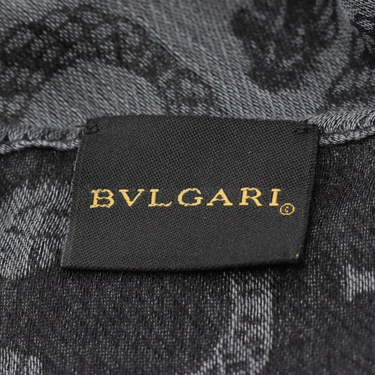 BVLGARI Patterned Silk Cashmere Scarf Gray