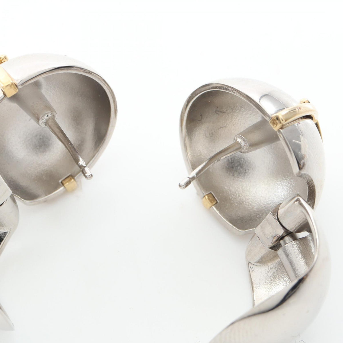 PRADA Triangle Logo Gold Earrings Silver
