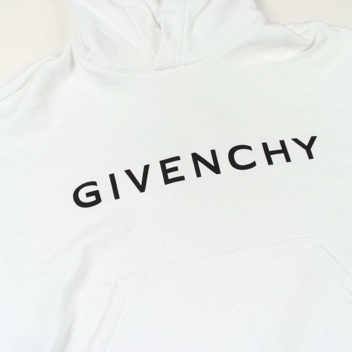 GIVENCHY Logo Print Cut-off Cropped Hoodie White Size M