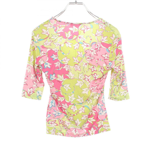 Emilio Pucci Allover Print V-Neck Rayon Top Size XS