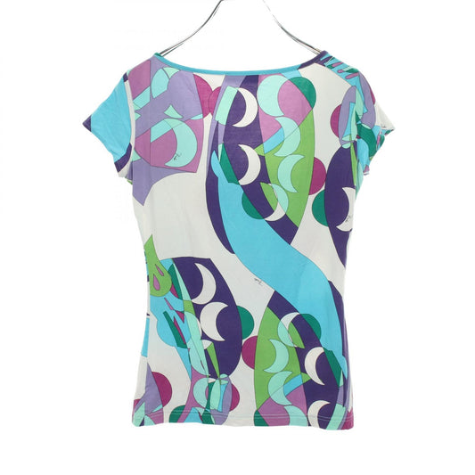 Emilio Pucci All-Over Print V-Neck T-Shirt White Size S