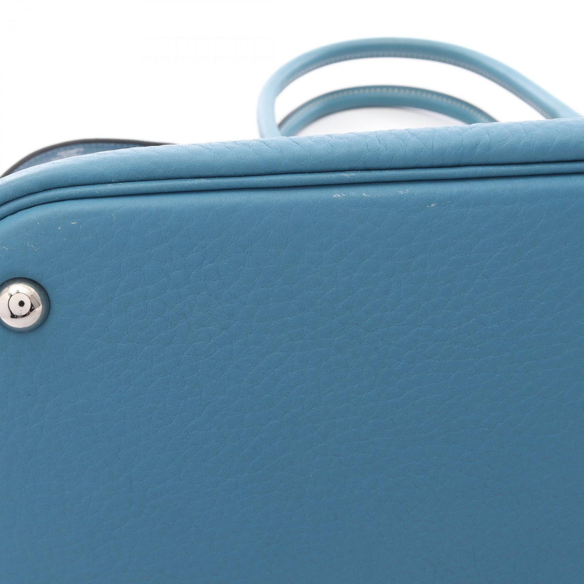 HERMES Bolide 35 Blue Jean Leather Handbag