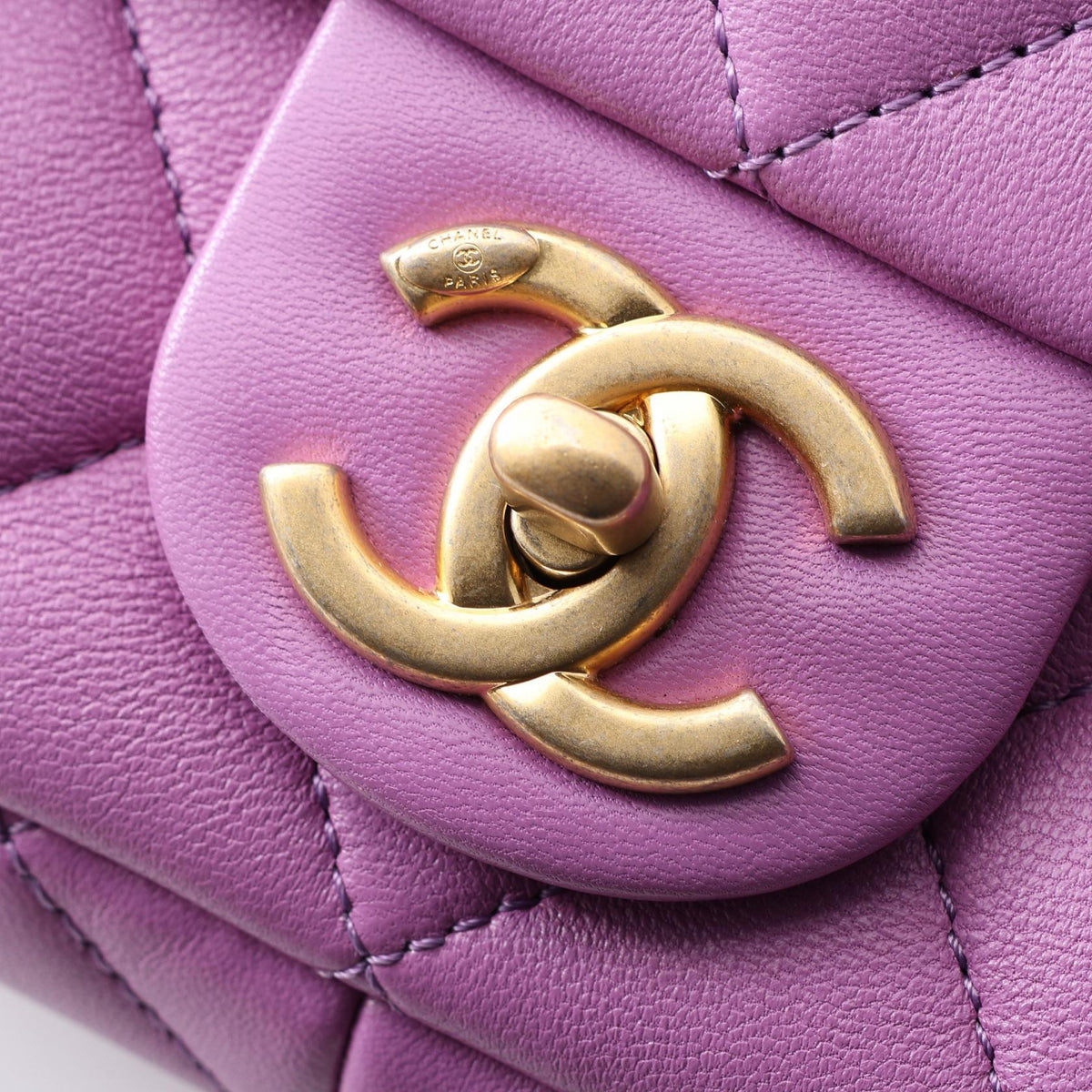 CHANEL Matelasse Lambskin Bag Purple