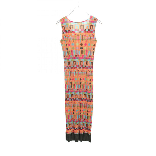PLEATS PLEASE Pleated Sleeveless Print Dress Size 3