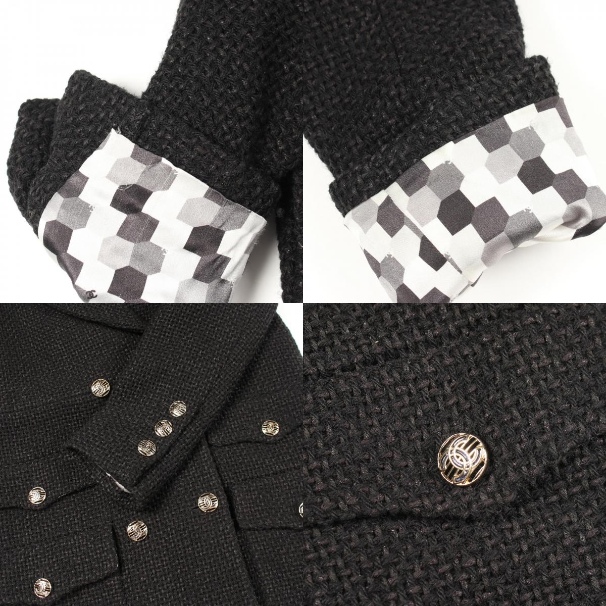 CHANEL Coco Button Double Breasted Blazer Black Size 34