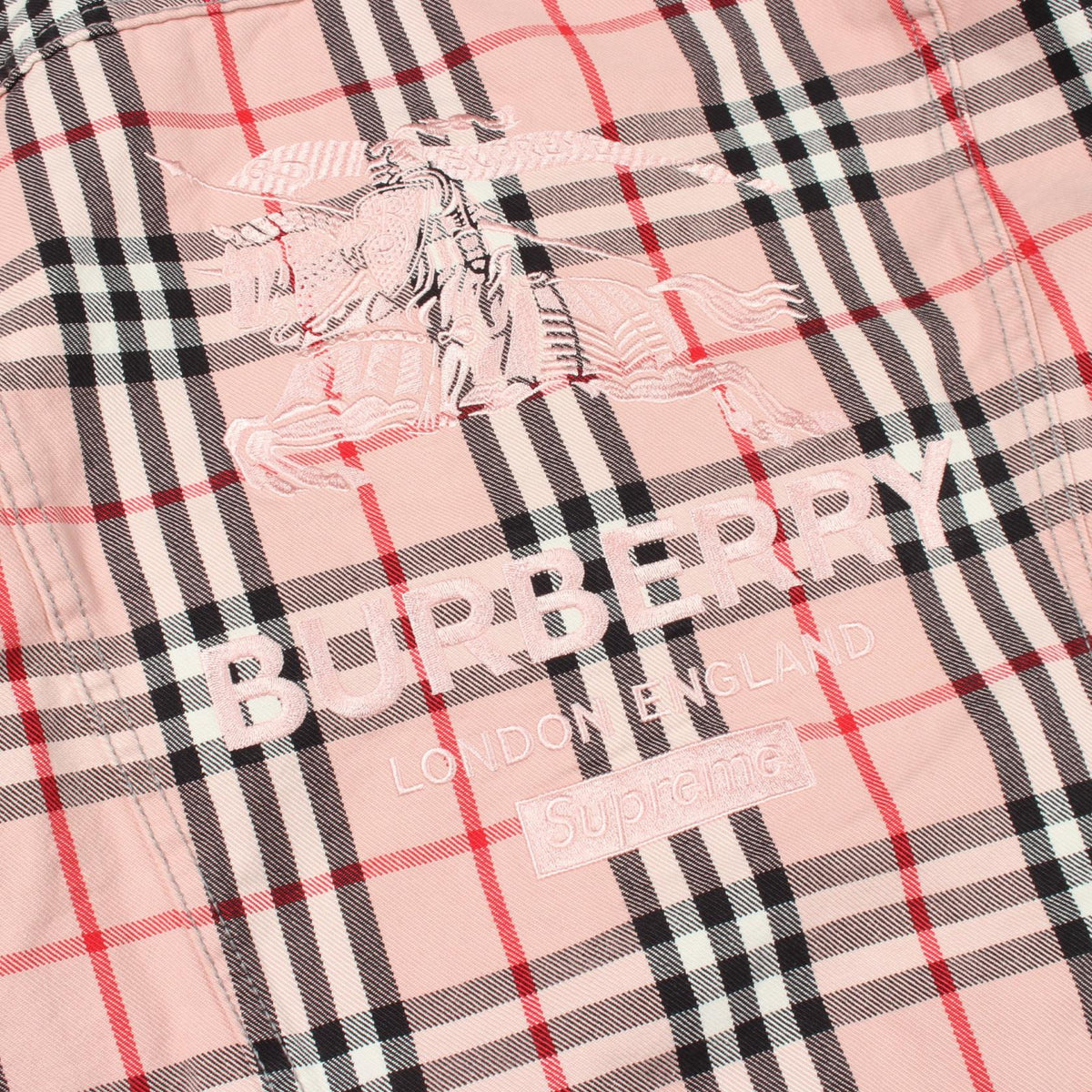 Supreme x Burberry Check Denim Trucker Jacket Pink Size S