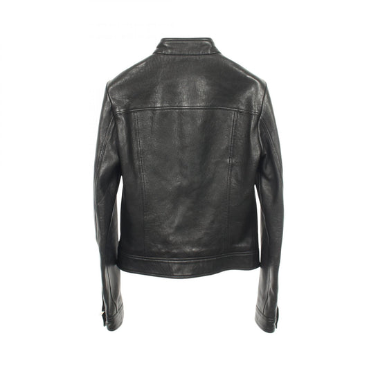 GUCCI Single Leather Jacket Black Size 36