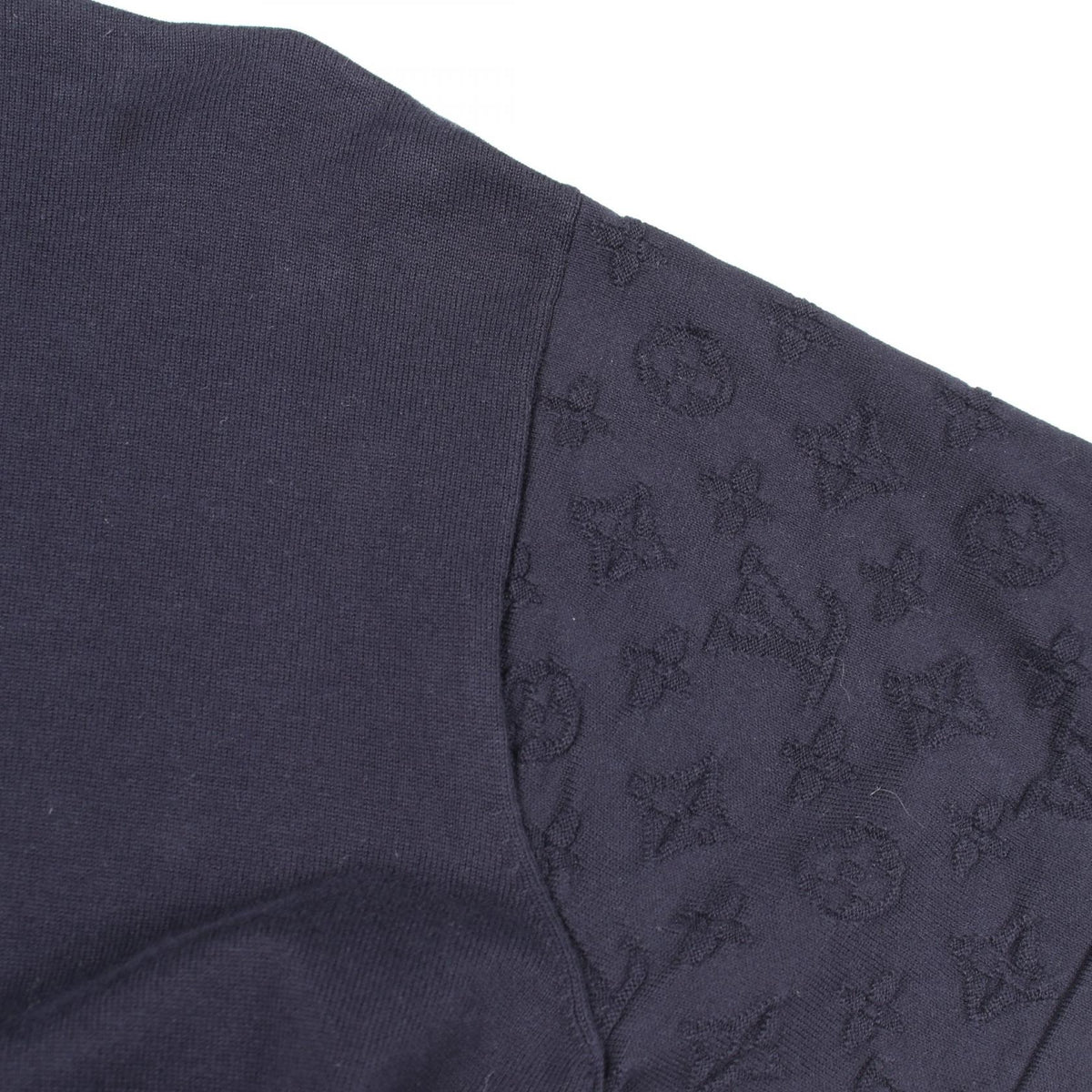 LOUIS VUITTON Sleeve Monogram Short Sleeve Knit Navy Size L