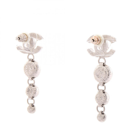 CHANEL B23S Coco Mark Earrings Silver
