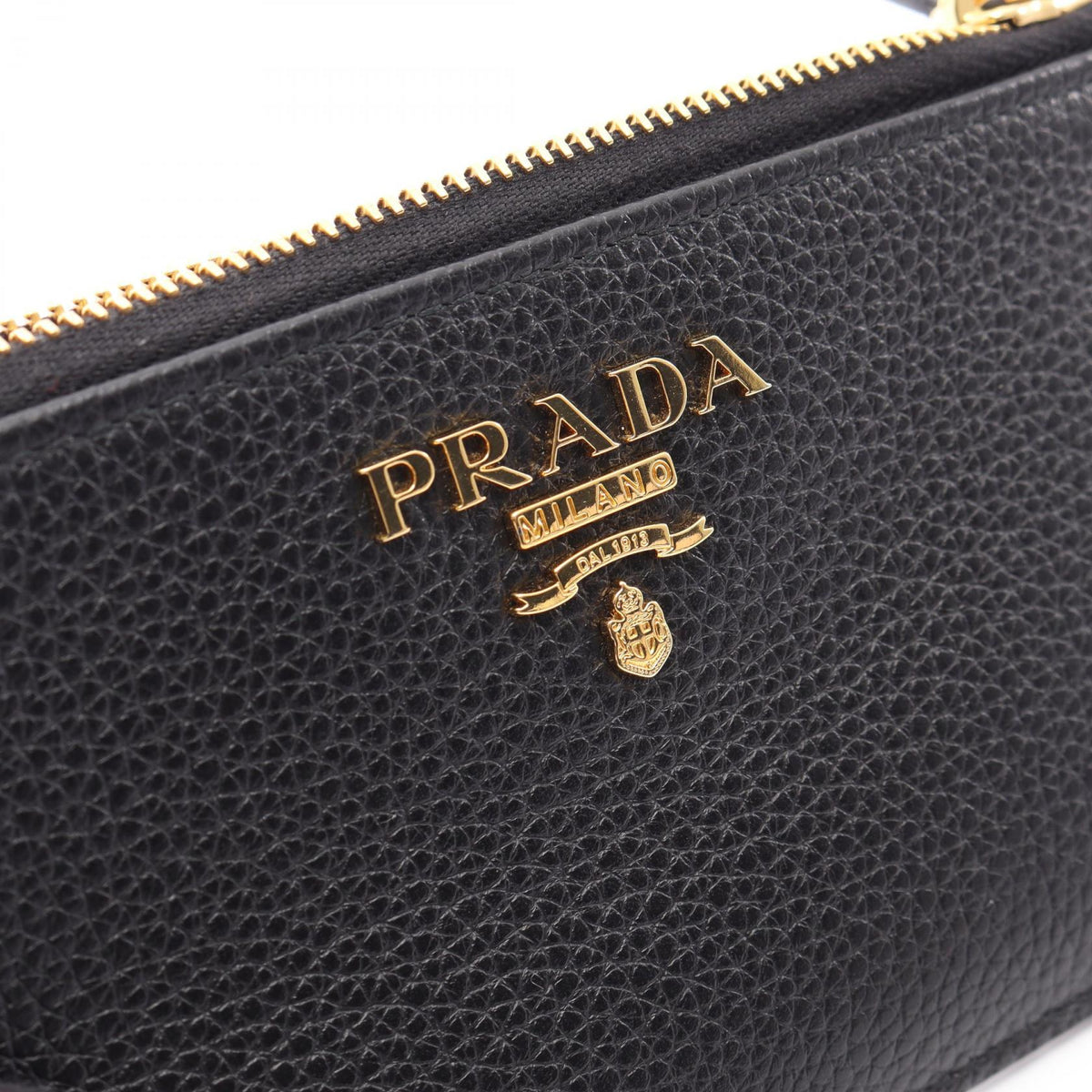 PRADA Leather Card & Coin Case Black