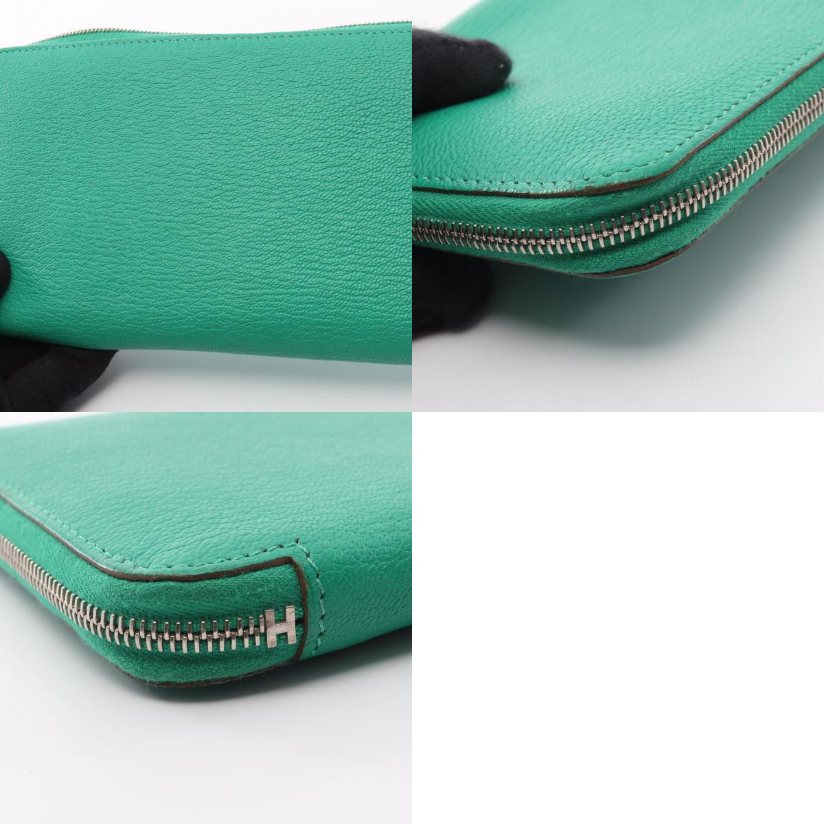 HERMES Azap Long Mint Leather Wallet