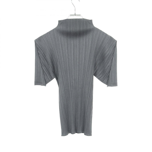 PLEATS PLEASE Pleated High Neck Top Gray Size 3