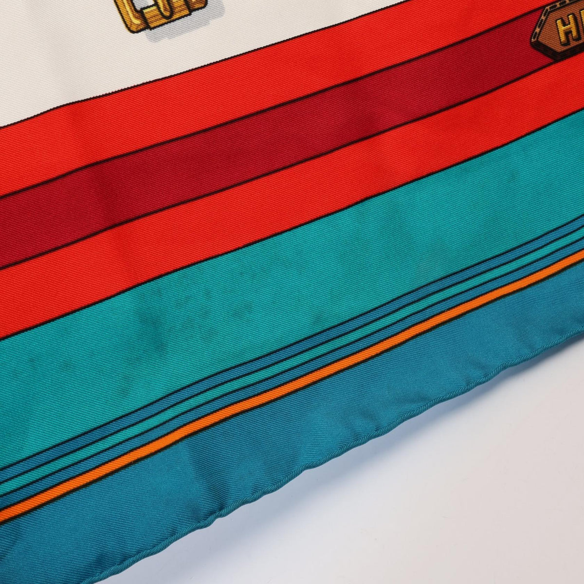 HERMES Carré 90 "Les Scarf Ivory/Multi