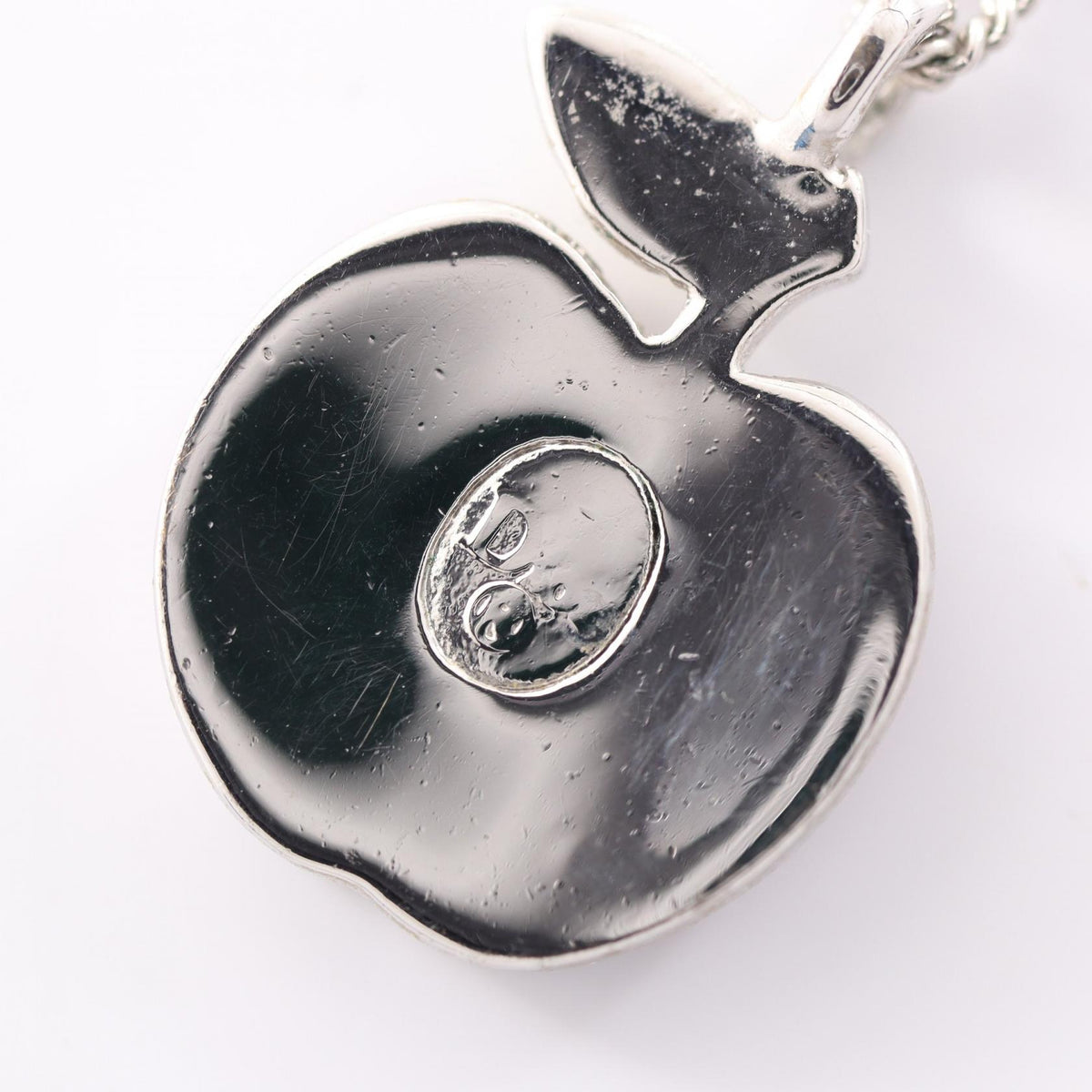 Dior CD Logo Apple Metal Necklace Silver