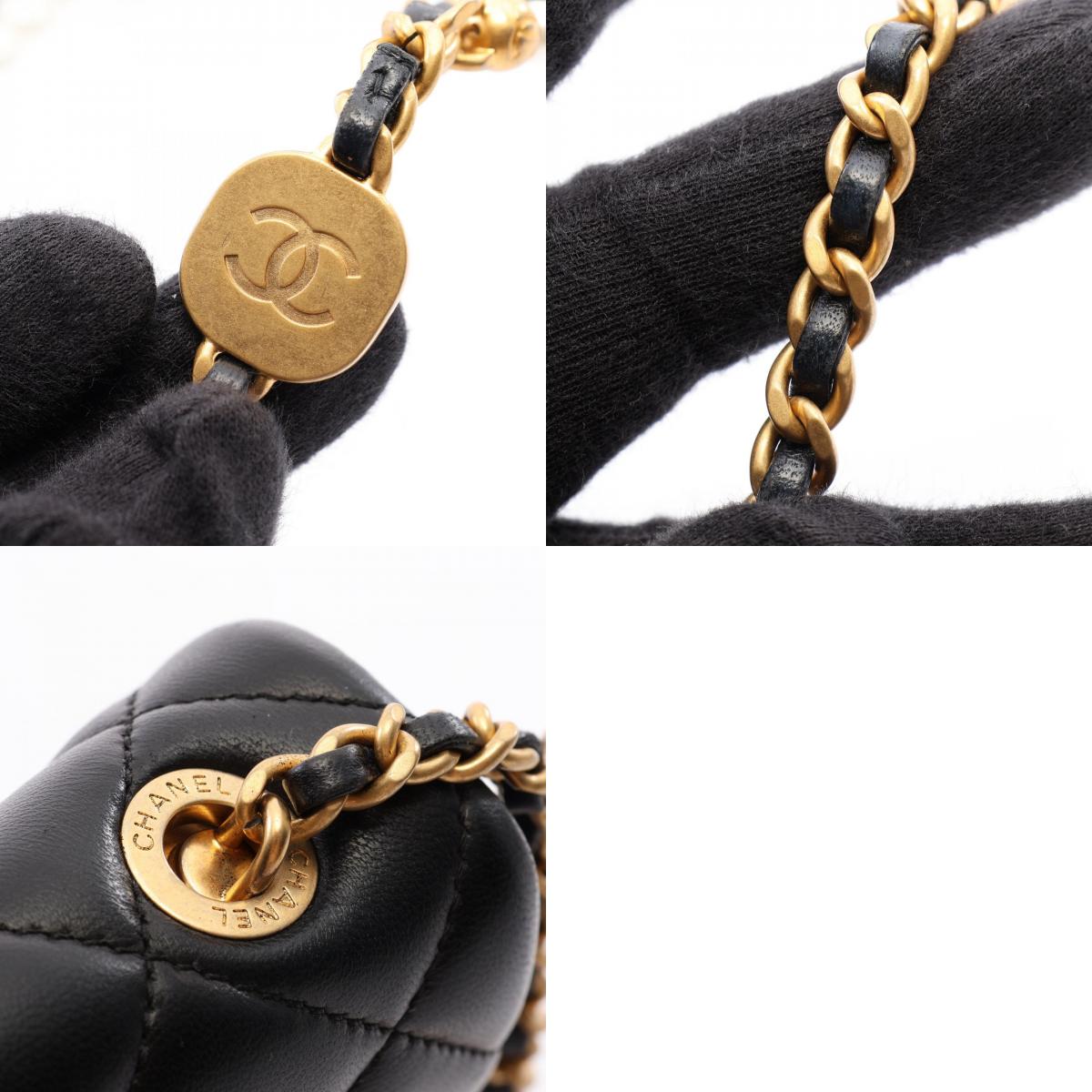 CHANEL Black Matelassé Faux Shoulder Bag