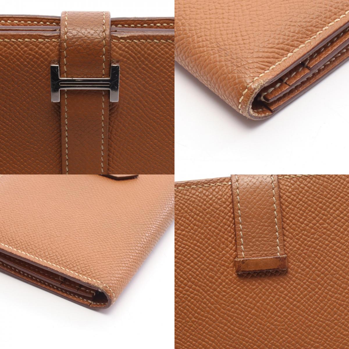 HERMES Bearn Soufflet Gold Long Wallet