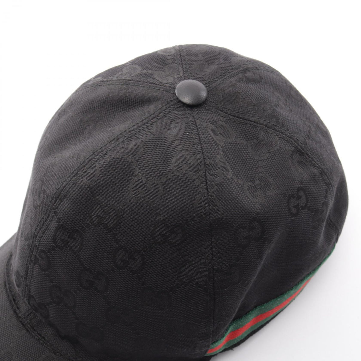 GUCCI GG Canvas Web Stripe Cap Cotton Rayon Black Size XL