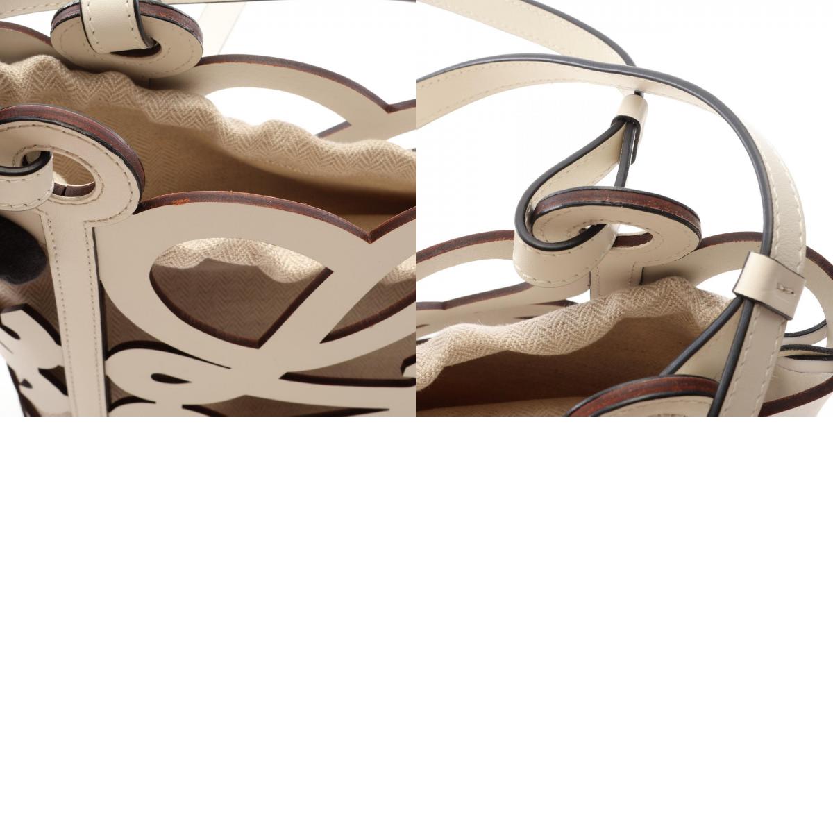 LOEWE Anagram Cutout Leather Bag White