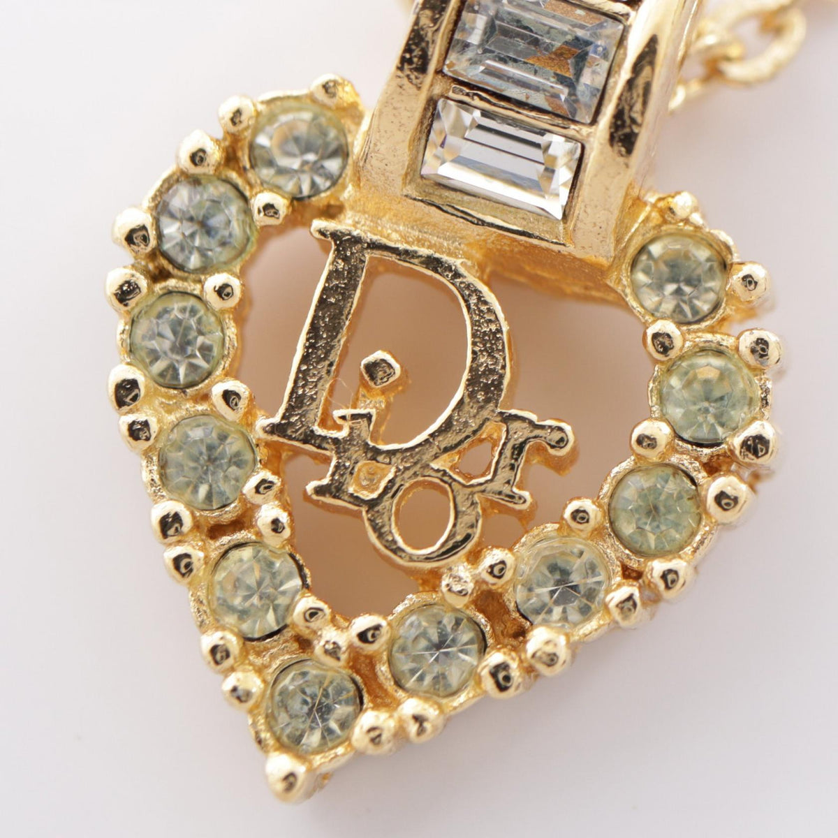 Dior Gold Plated Heart Rhinestone Necklace