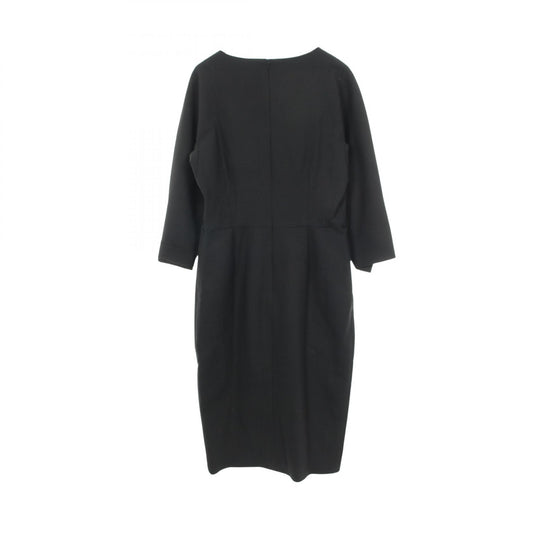 MAX MARA Black Wool Long Sleeve Midi Dress Size 44