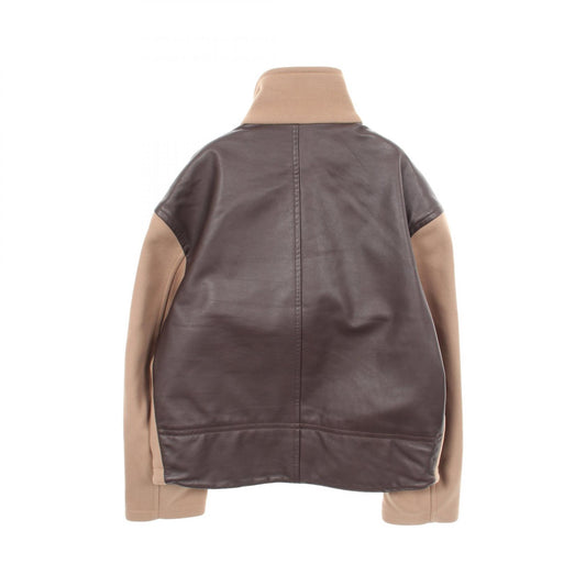 HERMES Wool Leather Light Jacket Beige Size 50