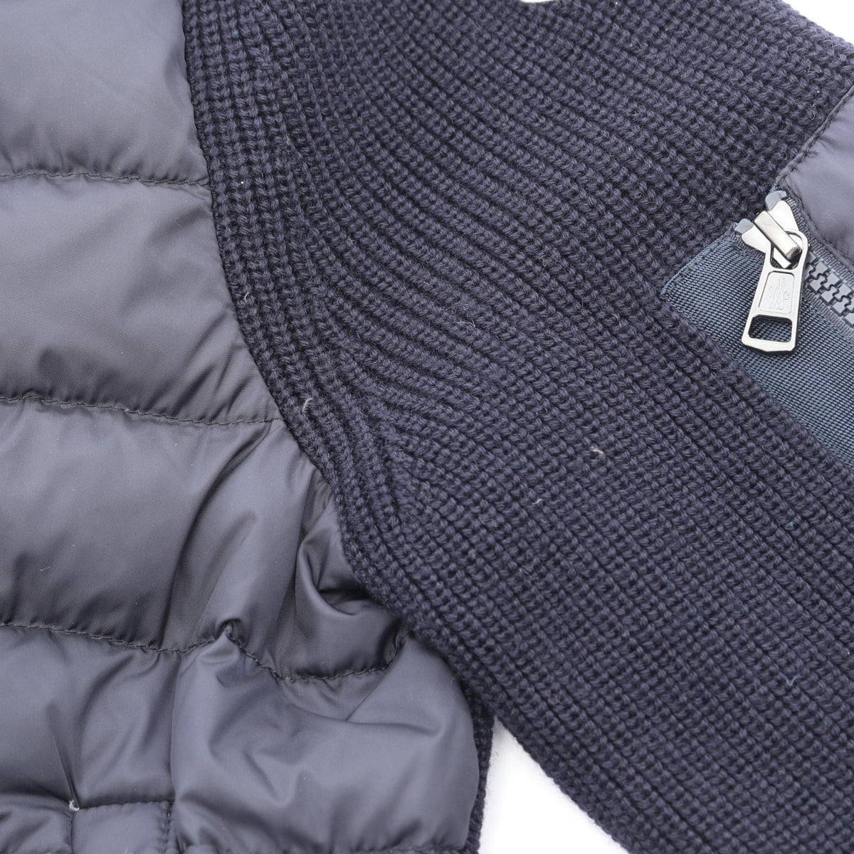 MONCLER Hooded Paneled Nylon Wool Down Jacket Navy Size L
