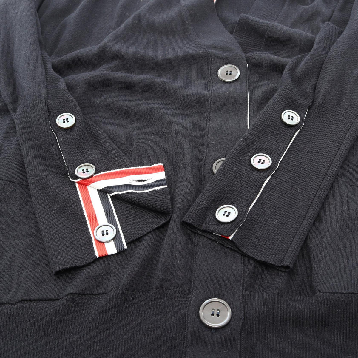 THOM BROWNE Silk Cotton Cardigan Black Size 40