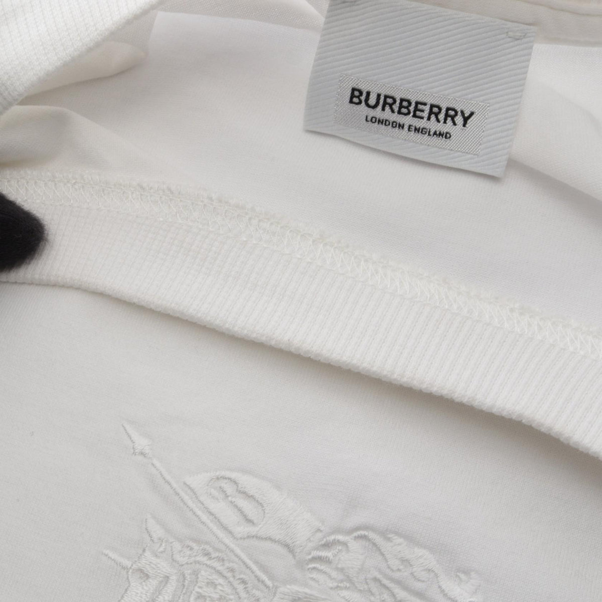 BURBERRY Logo Embroidered T-Shirt White Size M